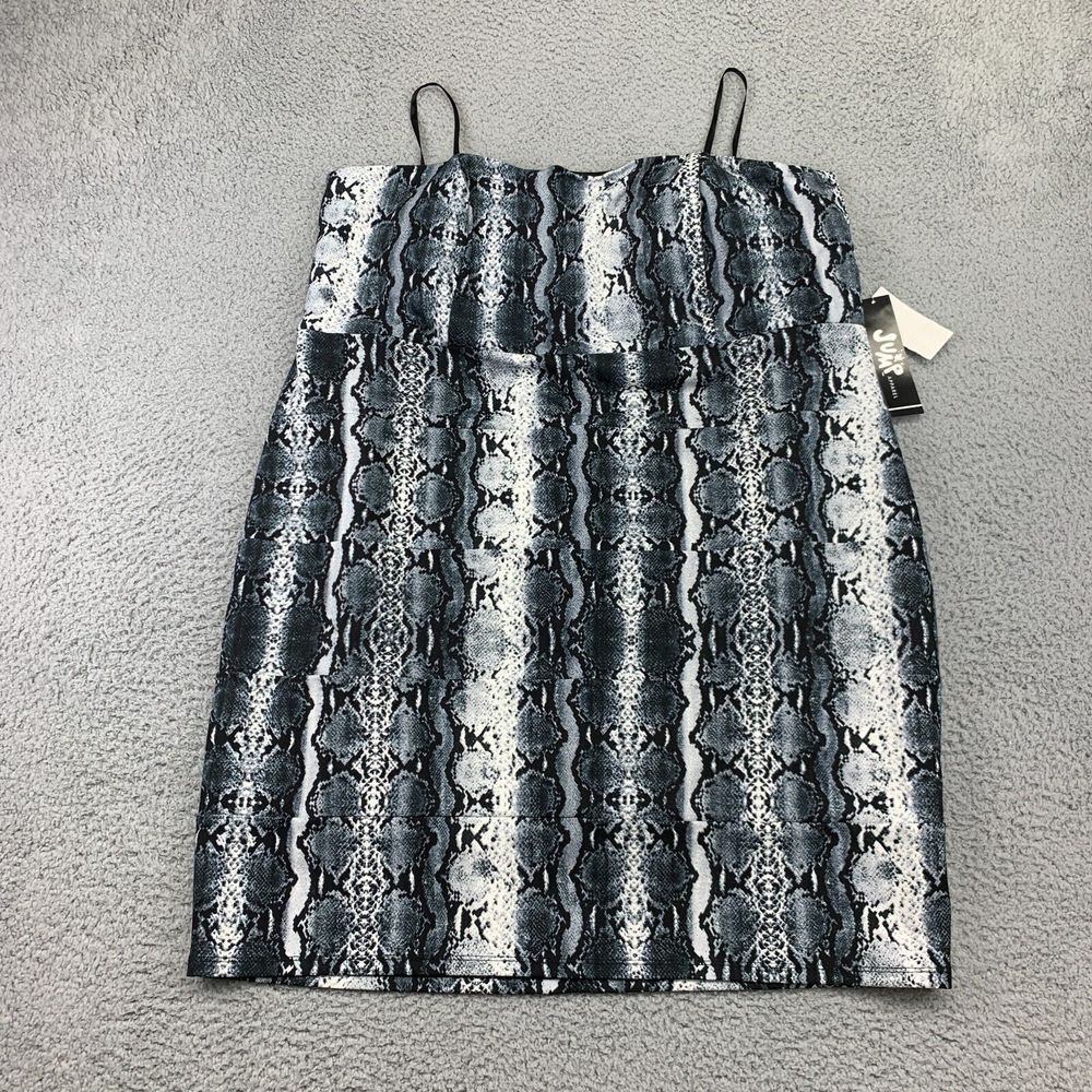 Jump Dress Womens 2XL Gray/Black Built‎ In Bra Spaghetti Strap Midi Stretch New